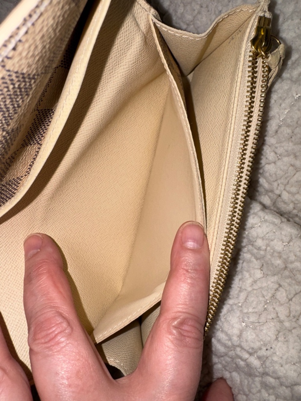 Louis Vuitton Damier Azur Snap Continental Wallet in Beige and Brown - Picture 7 of 16